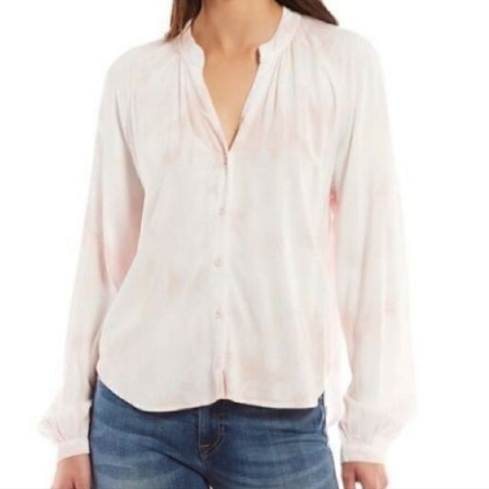 Cloth & Stone Tie‎ Dye Pink Long Sleeve Button Front Women's Blouse Small